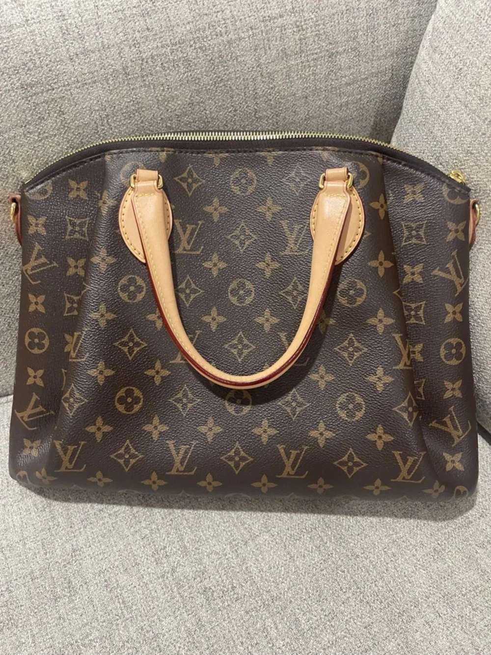 Louis Vuitton Brown Monogram Canvas Satchel with Natural Leather Handles - Picture 12 of 12